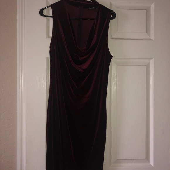 Burgundy Velvet Cowl Neck - Picture 2 of 3